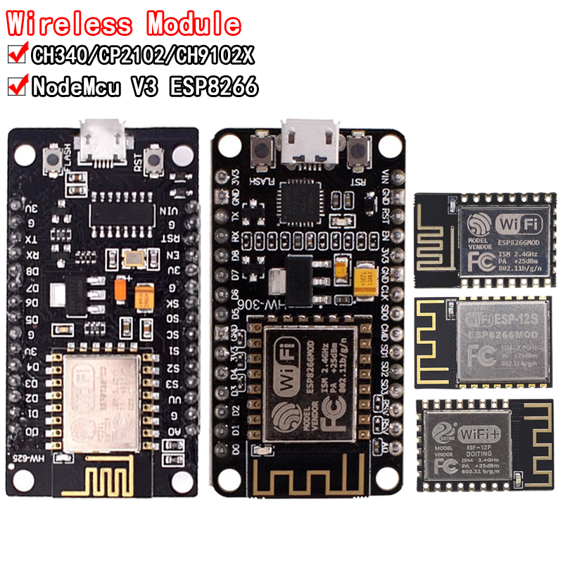 Esp8266 Nodemcu Board - Kablosuz Modül CH340/CP2102/CH9102X NodeMcu V3 V2